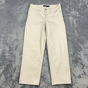 Athleta Sculptek Flex Straight Leg Cropped Jeans Size 6P Petite Cream 657559